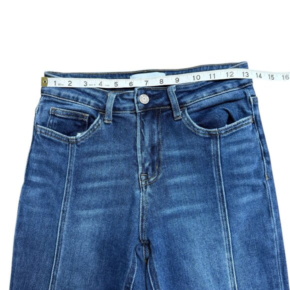 VERVET JEANS V2523 FRONT SEAM SPLIT LEG RAW HEM SZ 25 STRETCH STRAIGHT DENIM - Picture 7 of 9